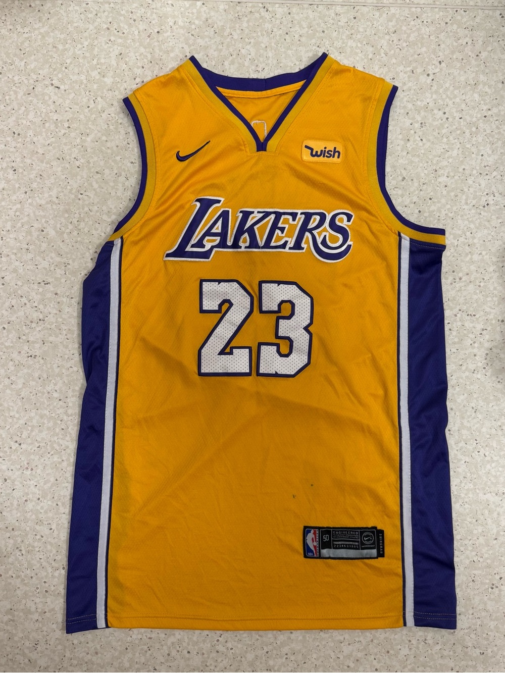 Nike Los Angeles Lakers LeBron James #23 Yellow Purple Basketball Jersey